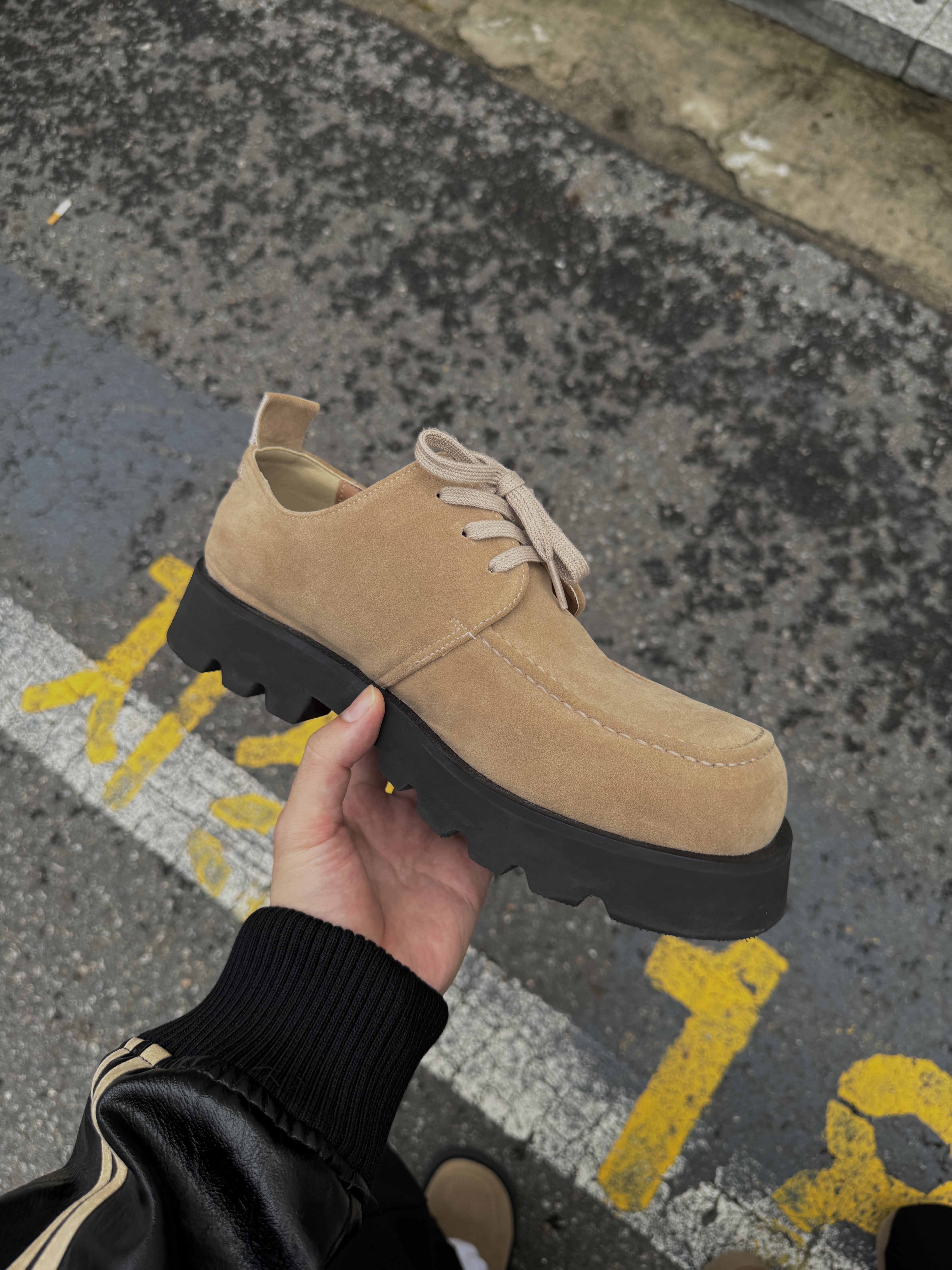 沙漠皮革 麂皮 增高 方頭靴 皮鞋（部分現貨）