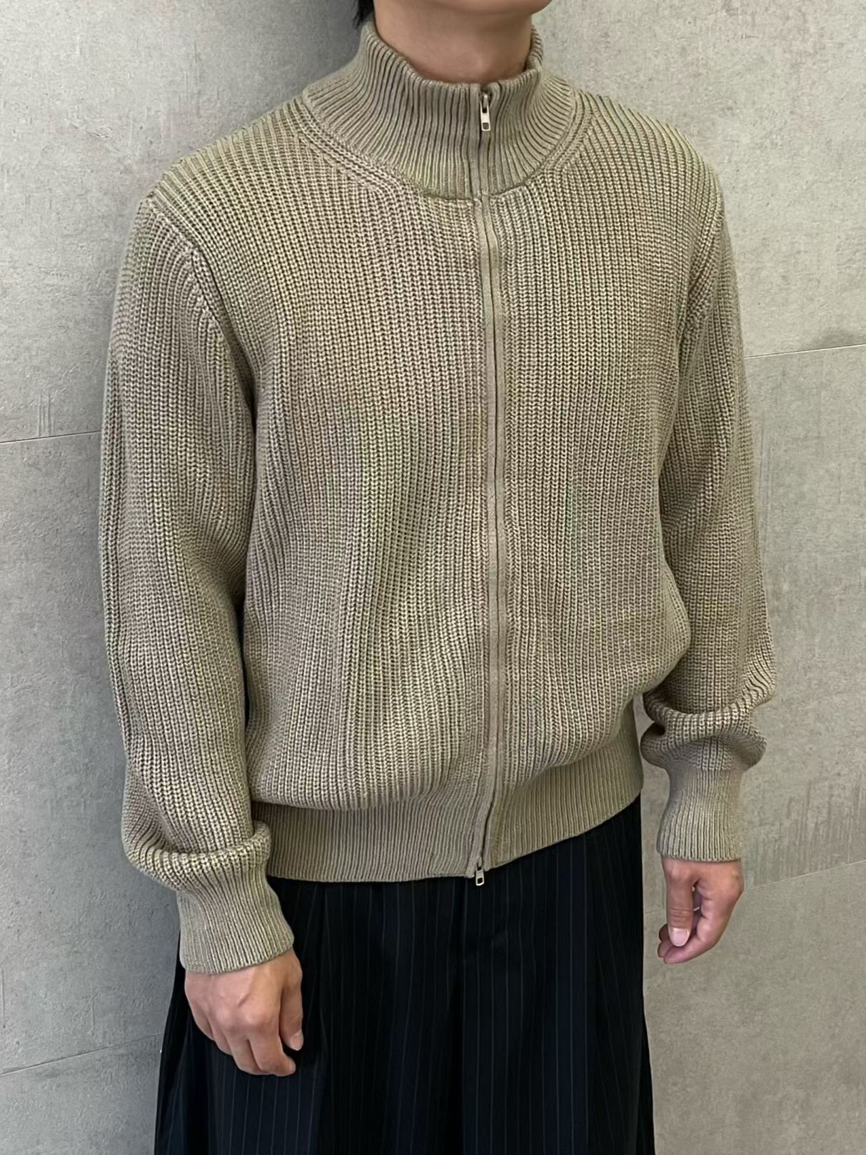 高領暗直紋拉鍊針織外套 PULSE-175JK