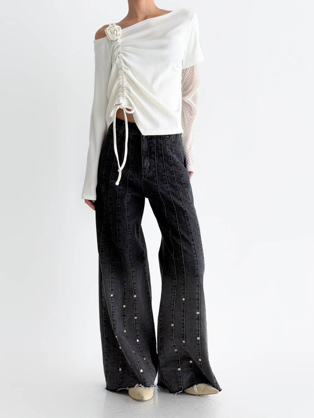 漸層喇叭鑽長褲