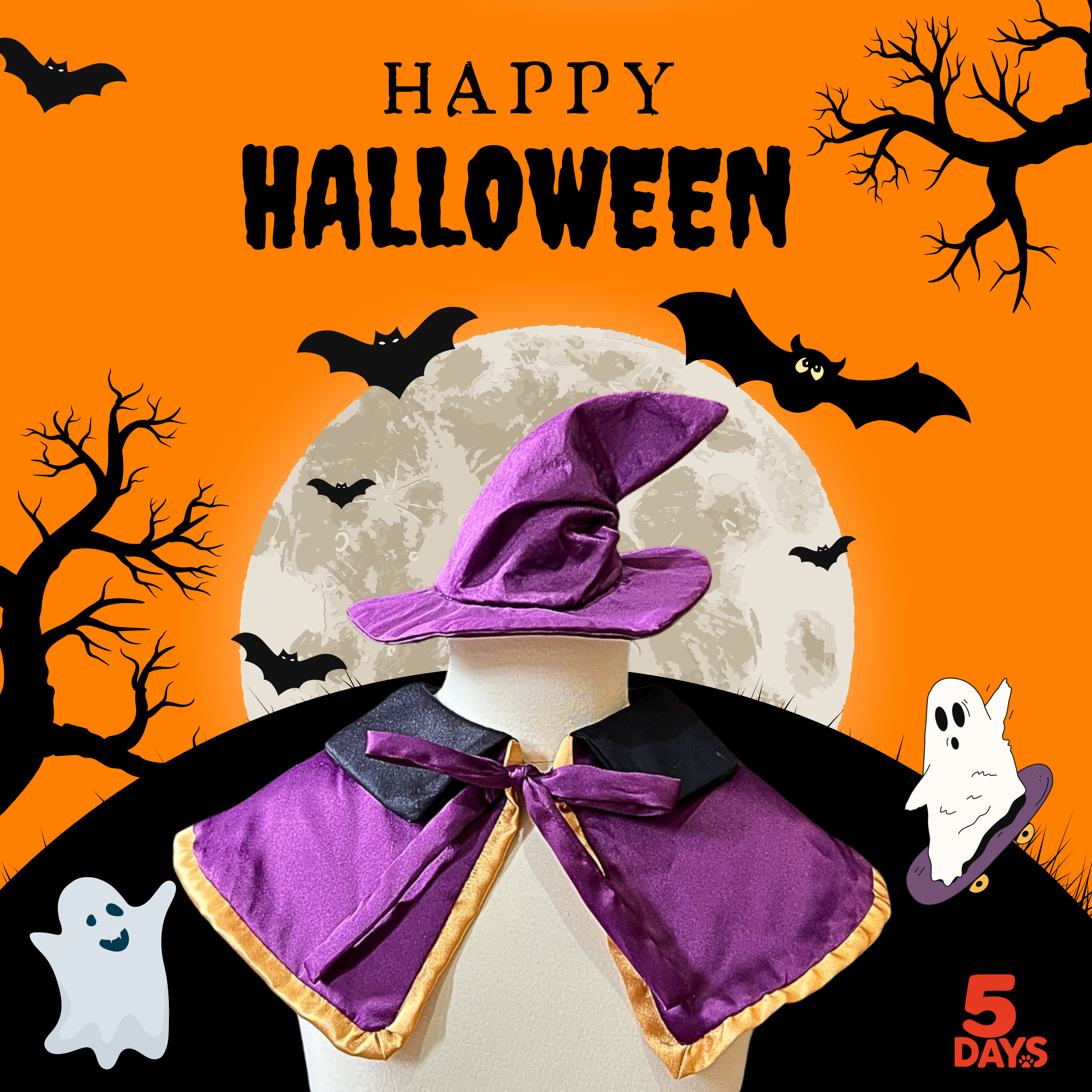 紫金魔法師披肩帽套裝|5Days寵物服飾