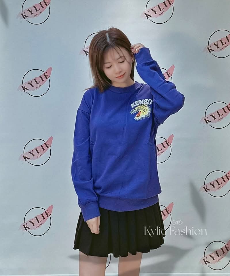 KENZO Kids 紫藍色 刺繡小虎頭 衛衣