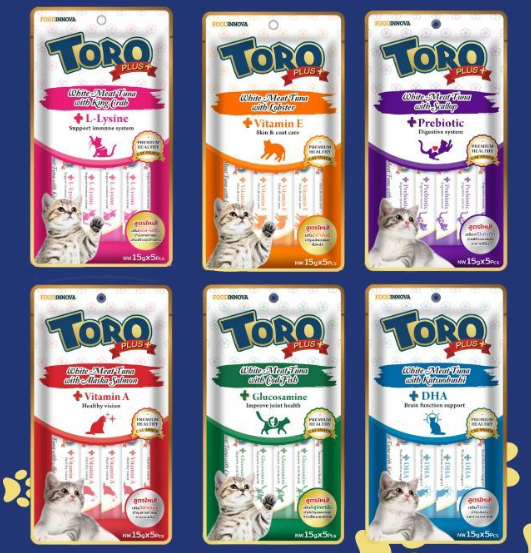 (六款)泰國TORO Plus 高營養健康貓條肉醬零食 (5小條x15g)貓貓零食