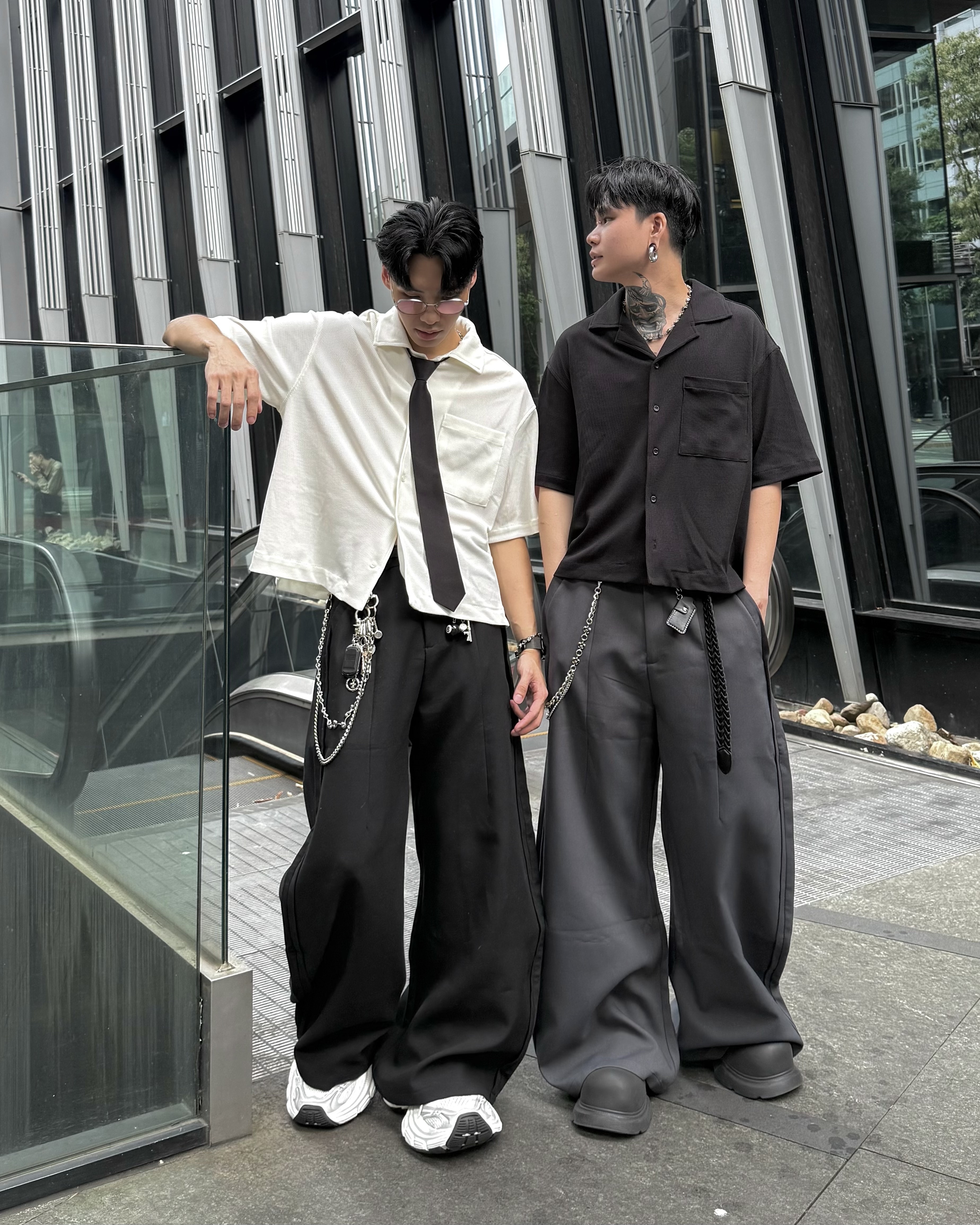 𝐇·𝐓·𝐒 韓國 BOXY 華夫格 寬短 素面 口袋設計 翻領 短袖 襯衫