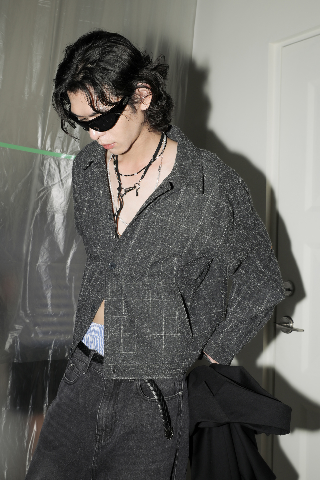 Hearts Check Crop Jacket #外套