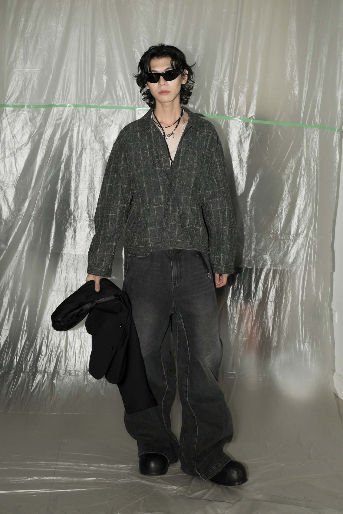 Hearts Check Crop Jacket #外套