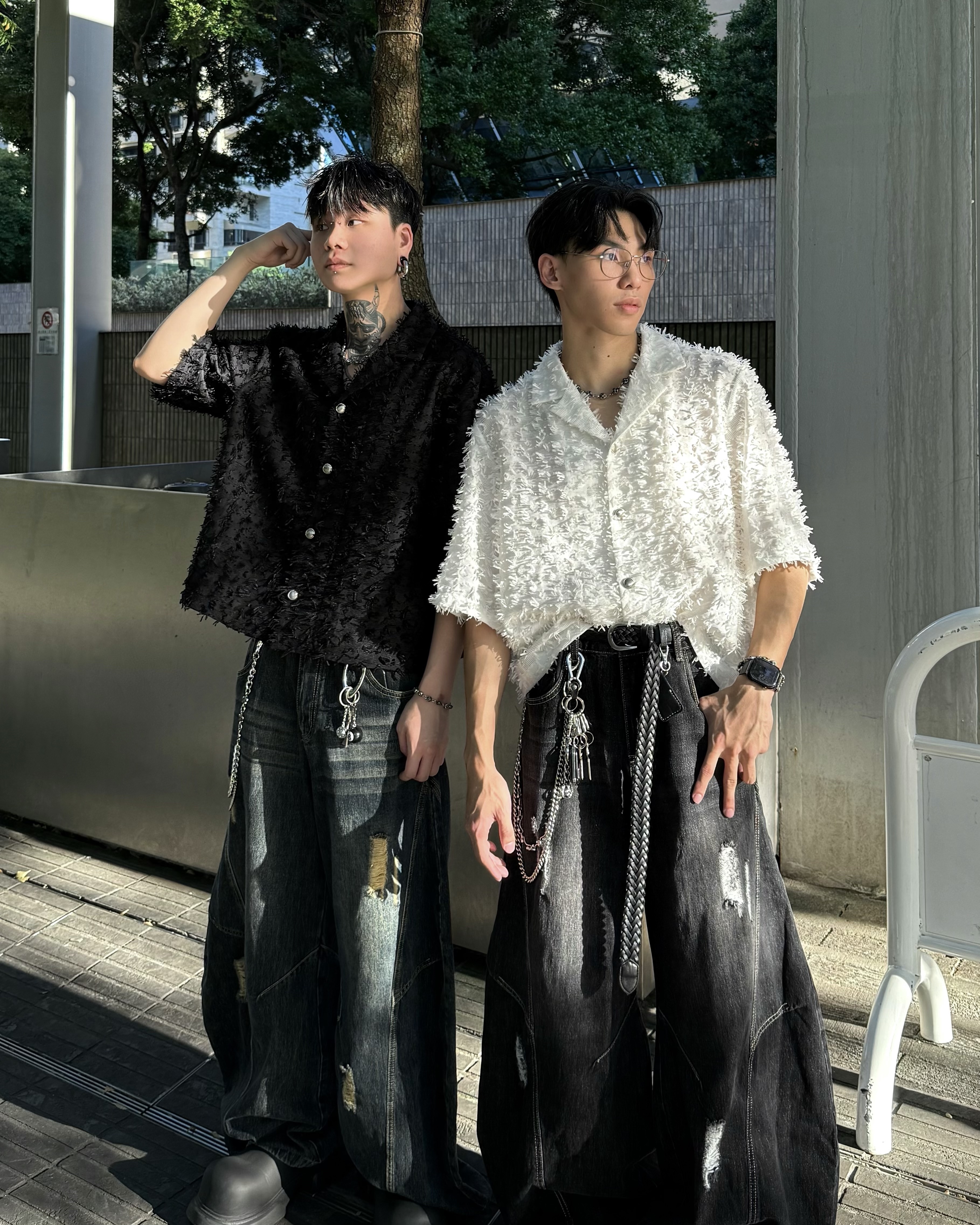 𝐇·𝐓·𝐒 韓國 BOXY 寬短設計 碎花緞帶 鈕扣 翻領 素面 短袖 襯衫