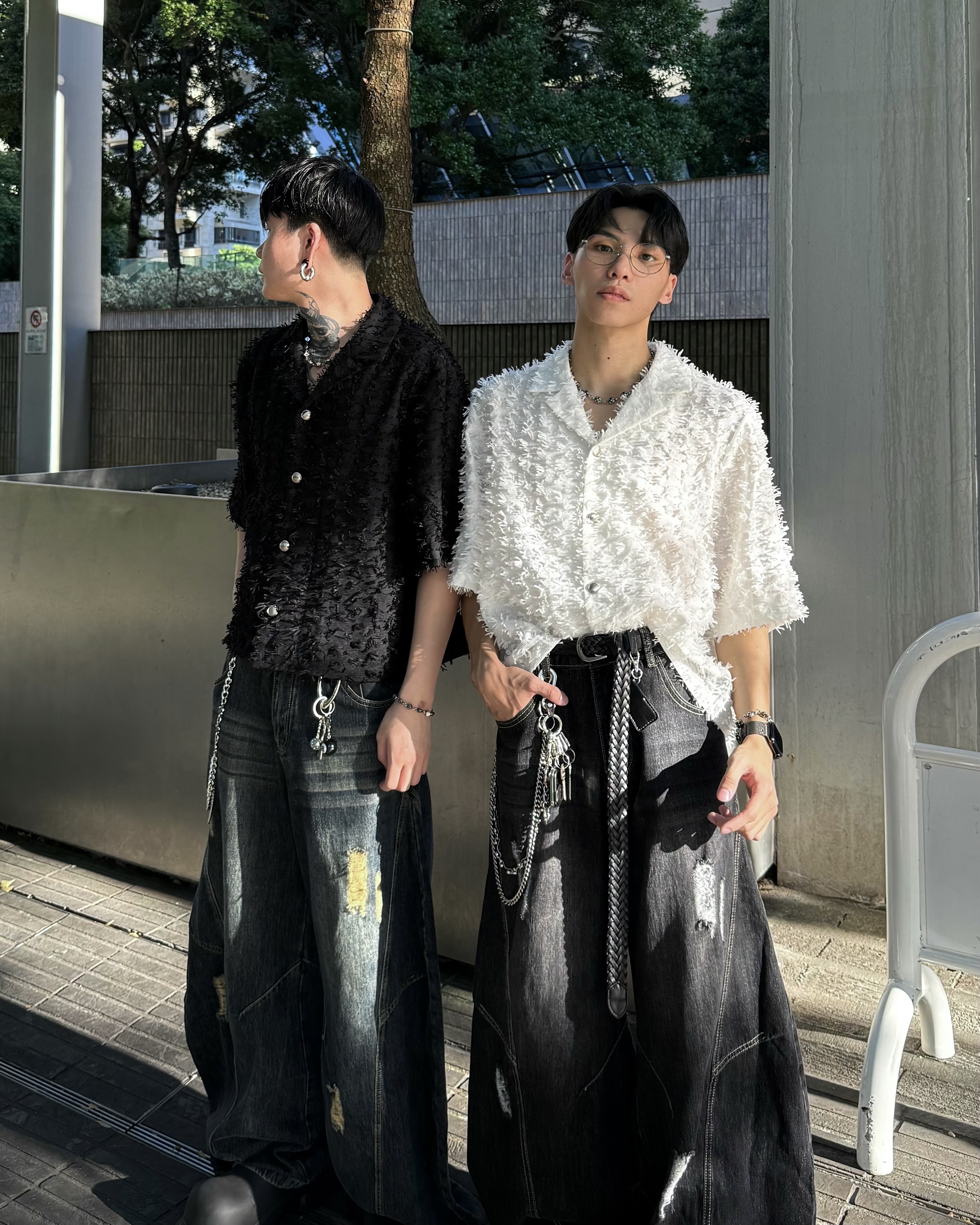 𝐇·𝐓·𝐒 韓國 BOXY 寬短設計 碎花緞帶 鈕扣 翻領 素面 短袖 襯衫