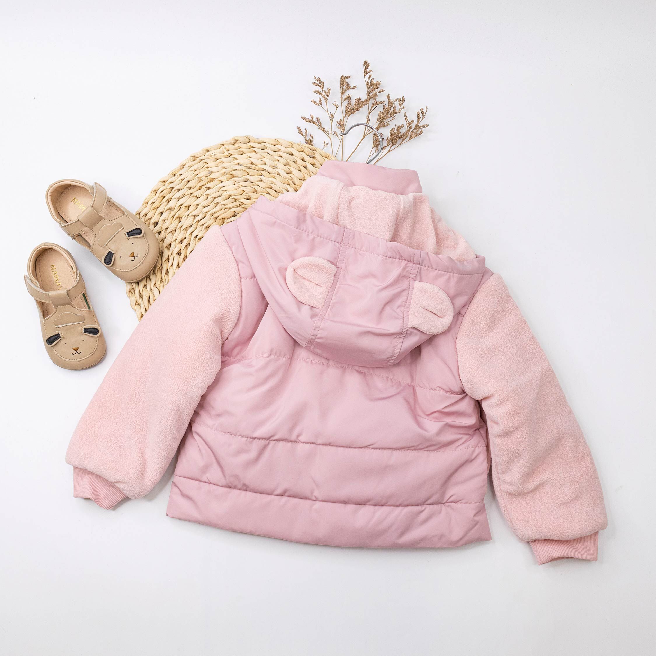 范侖鐵諾【52554】小熊布貼造型口袋刷毛連帽外套