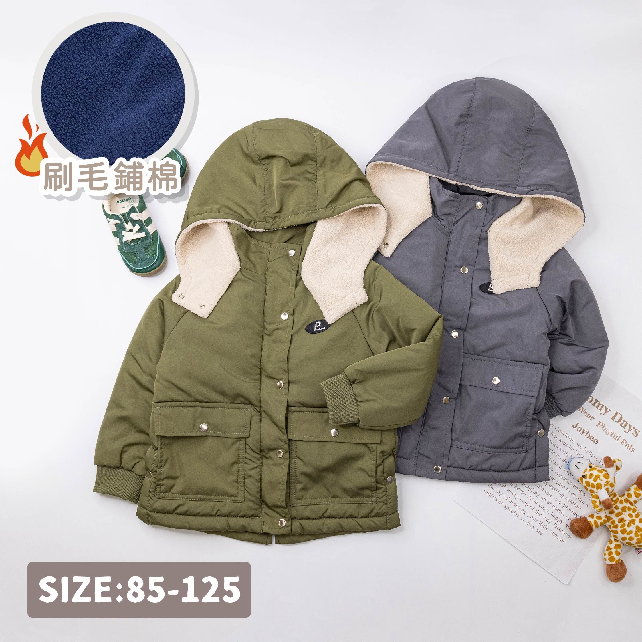 波紳士【22548】潮流字母布貼刷毛連帽外套＊二色