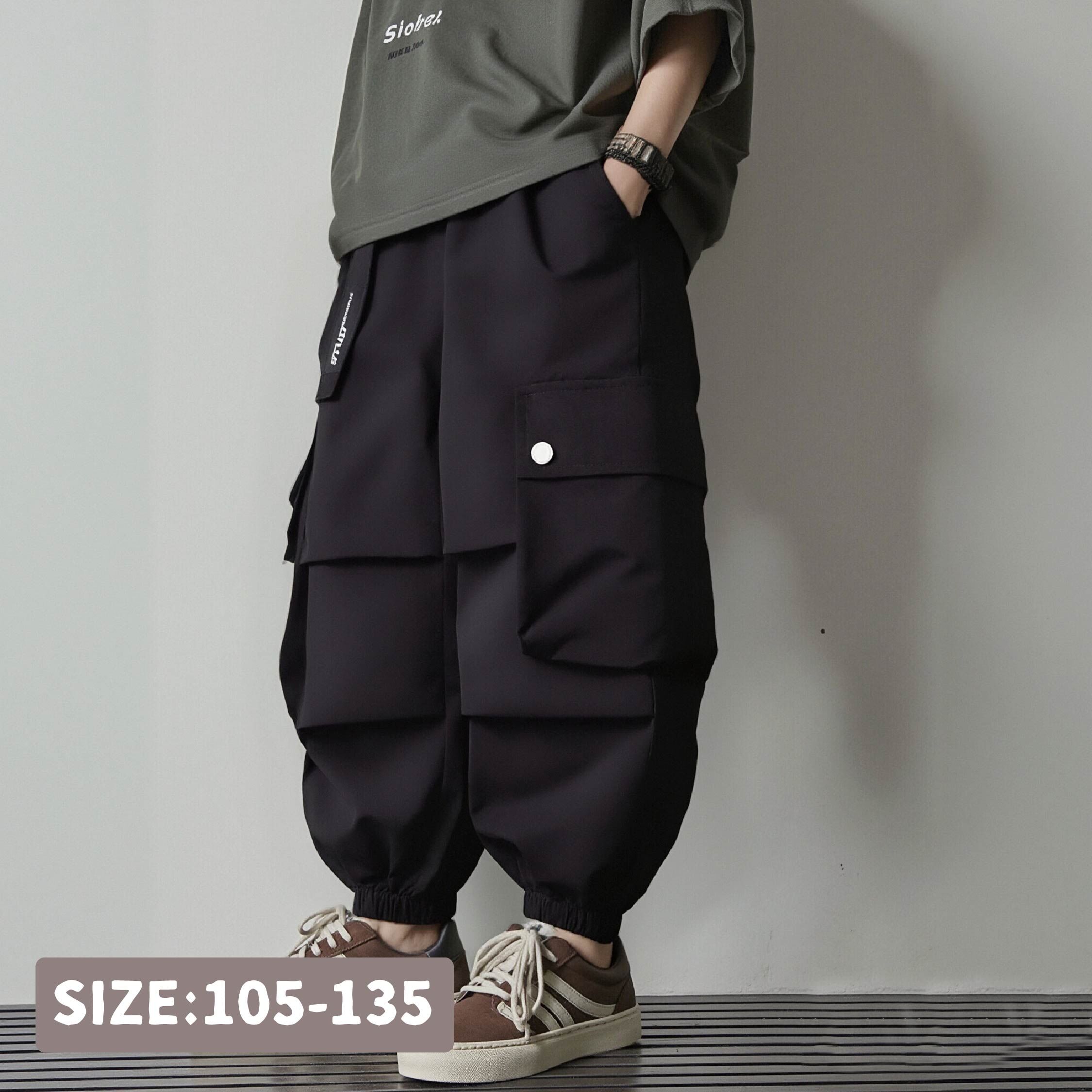 【H55341】帥氣織帶設計工裝縮口褲