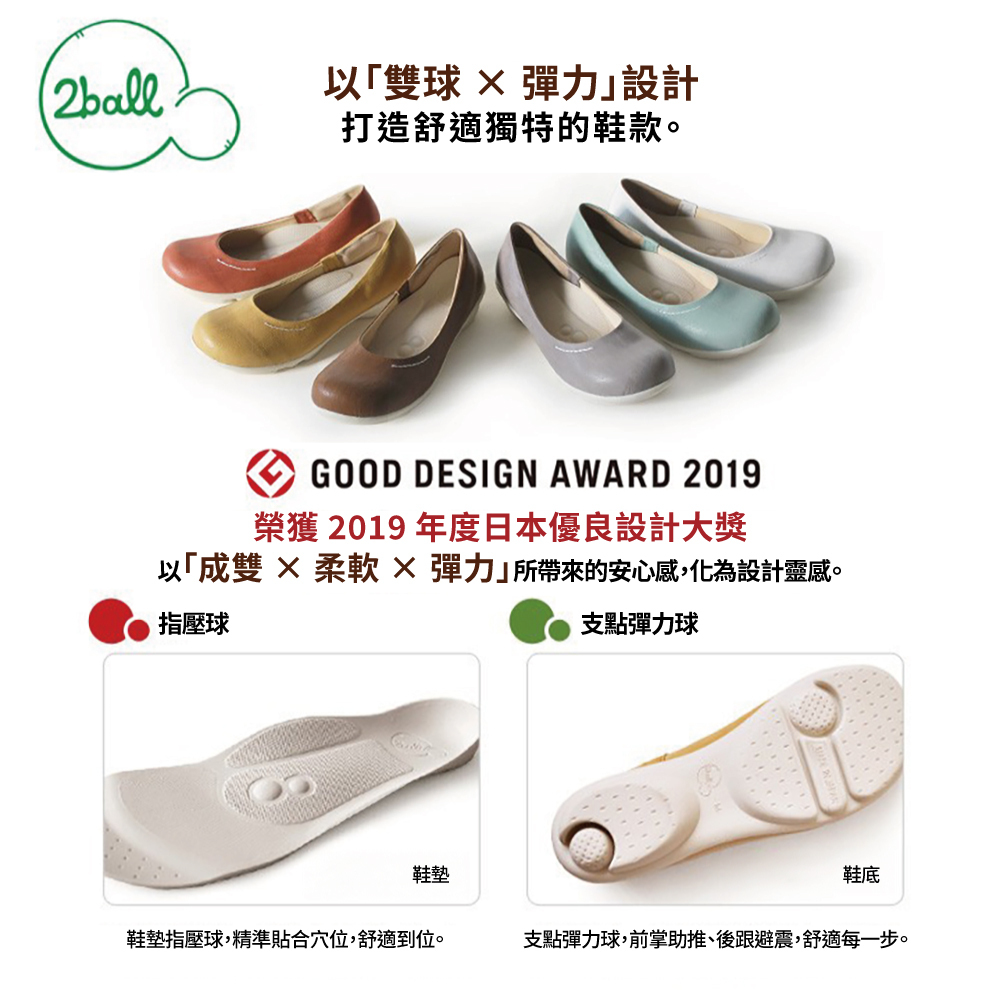 大阪樂步健康鞋 2ball 通勤機能平底娃娃鞋TB101(ORG-粉橘色)