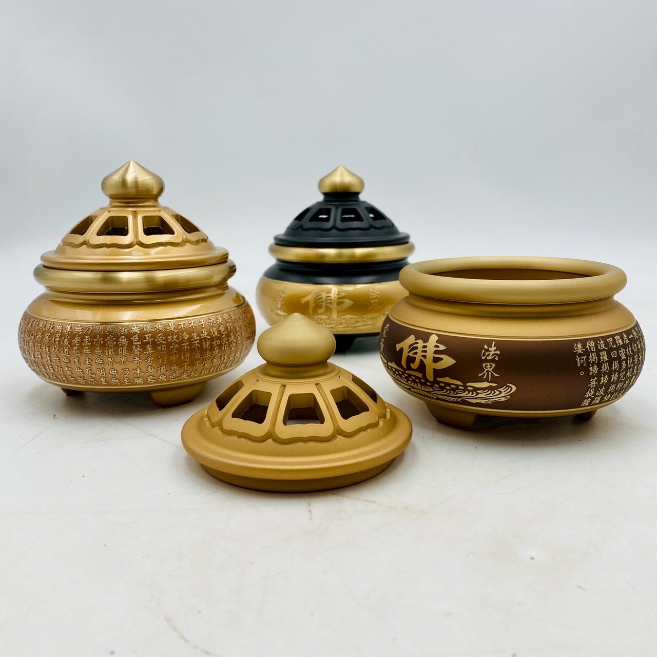 古德】高級鍛造銅淨香爐/ 心經/ 雙龍/ 玫瑰金/ 古沉色/ 雙色/ 佛具