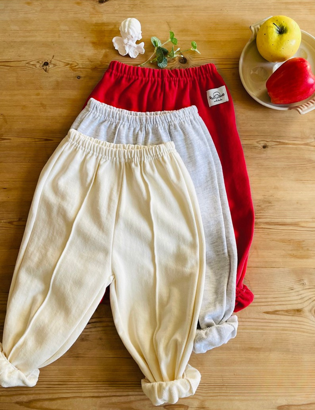 前中線棉質縮口長褲