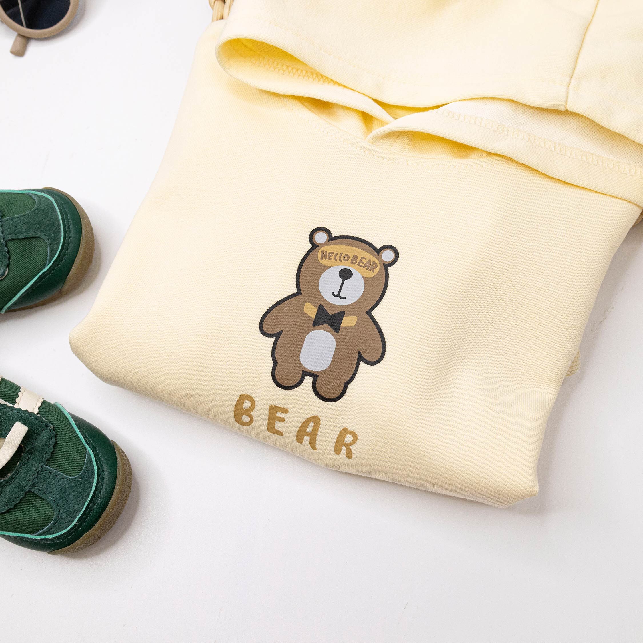 【H55212】萌萌卡通領結小熊連帽上衣/帽T