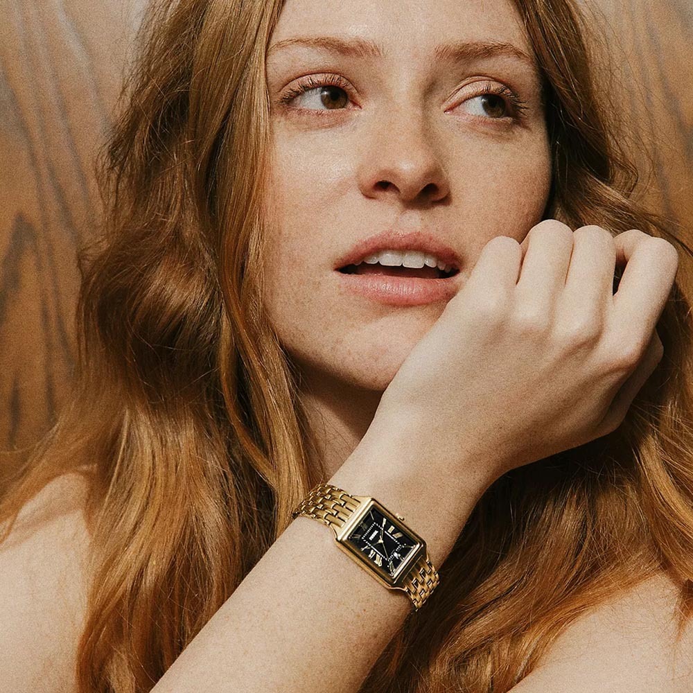 Raquel 柔霧曜黑羅馬數字女錶 金色不鏽鋼 23 MM ES5434