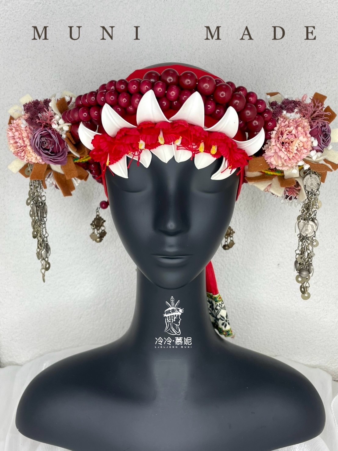 M-No.87木珠配花頭飾56cm