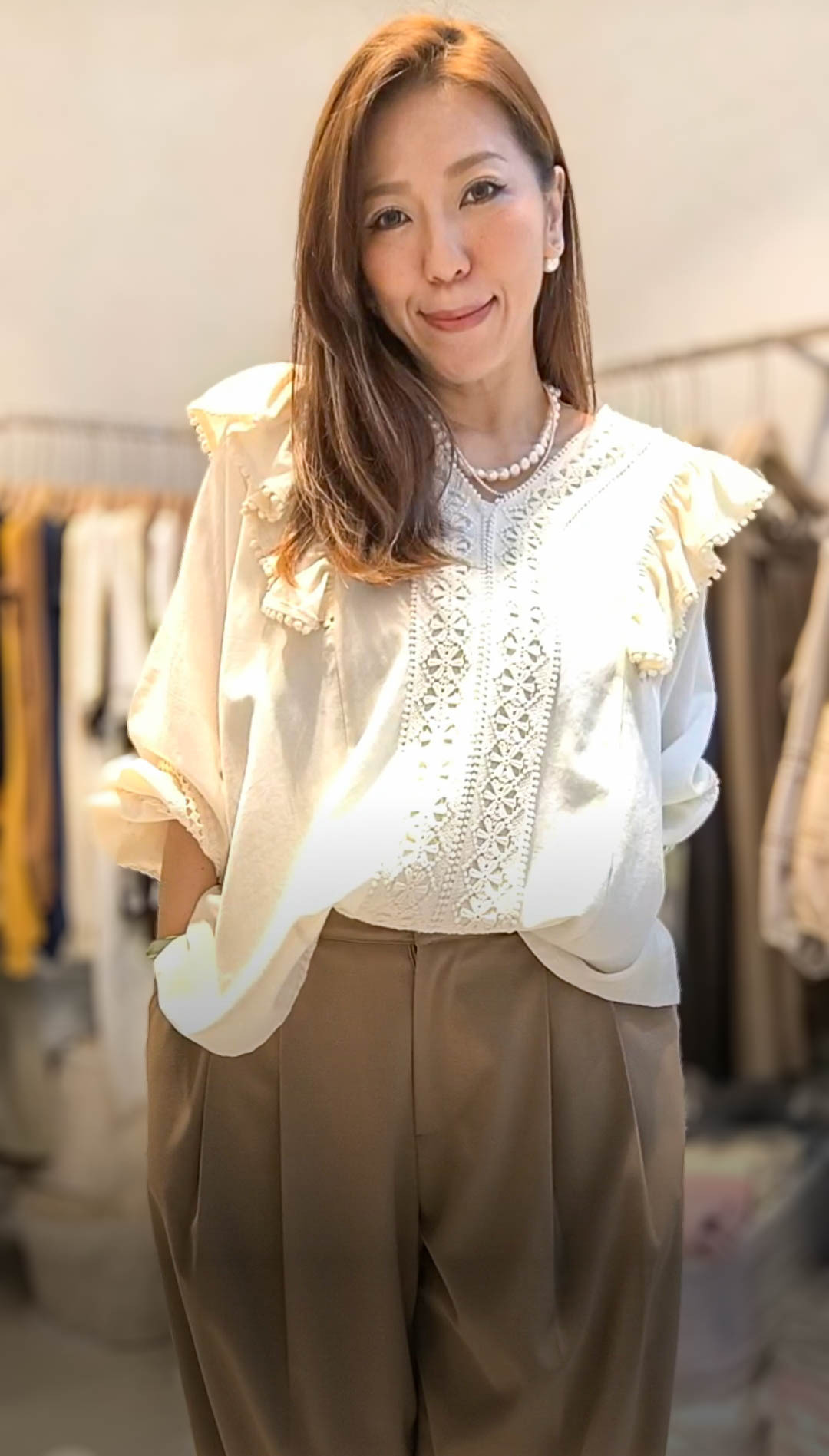 🥰K9174  ▶️荷葉肩+圖騰上衣 👉B:136cm L:58/64cm