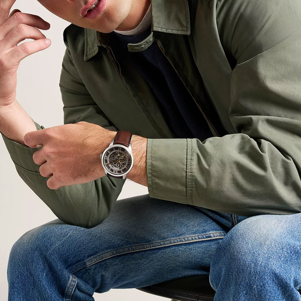 Townsman 摩登都會機械手錶 棕色真皮 44 MM ME3270