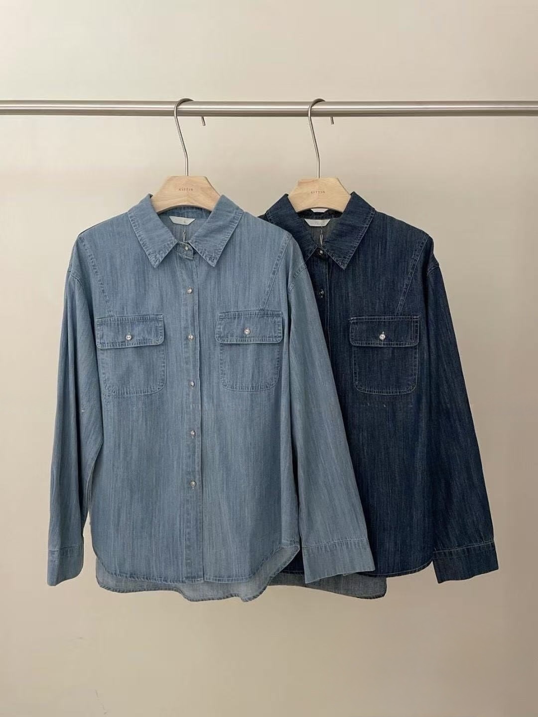 875 3D剪裁牛仔襯衫