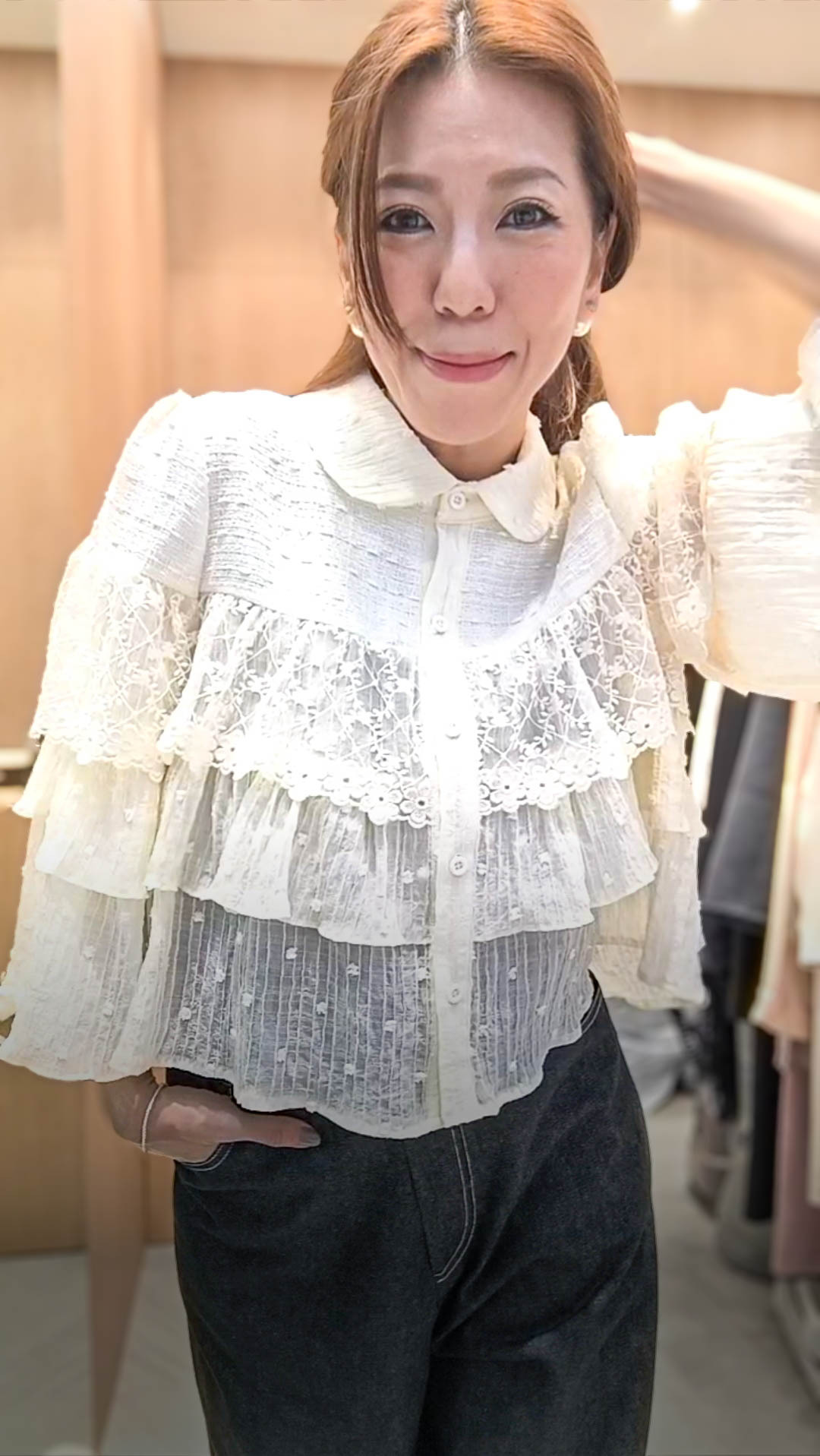 🥰K8801  ▶️三層蕾絲上衣 👉B:112cm L:48cm