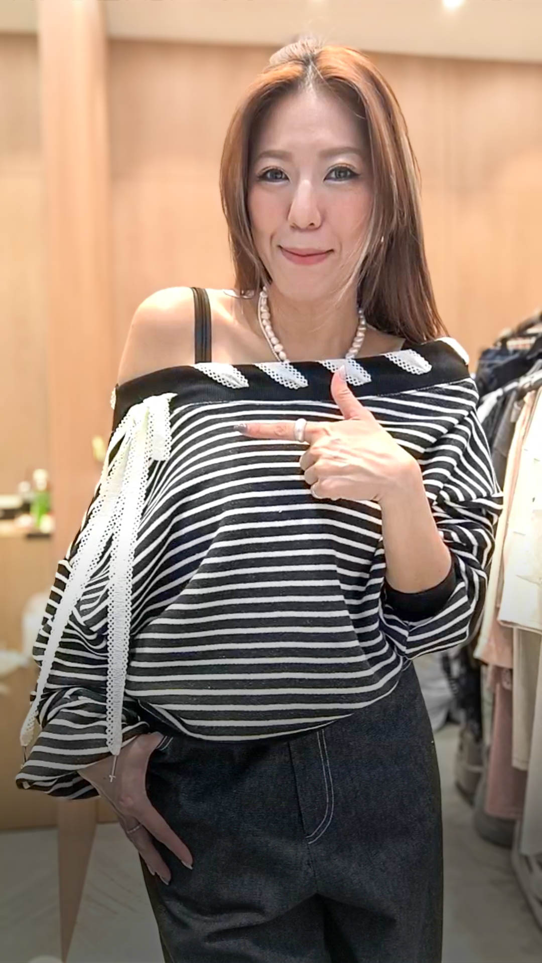 🥰K8809  ▶️條紋一字領上衣 👉B:126cm L:55cm