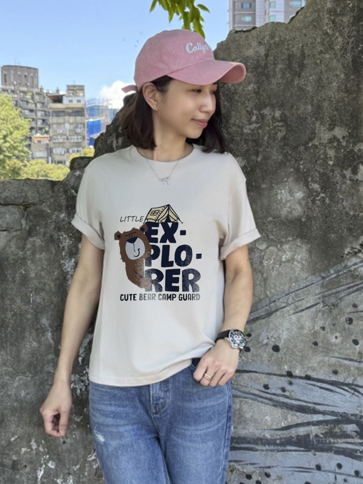 療癒感滿分★EXPLORER 露營小熊插畫棉T