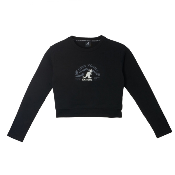 KANGOL 長袖 黑 假兩件 印花T 薄長 女 6452100420