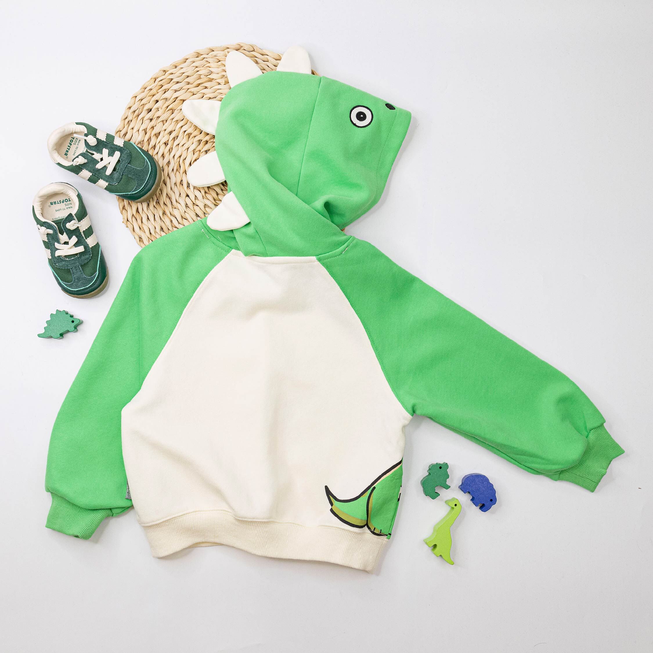 【H55392】扮鬼臉小恐龍連帽上衣/帽T