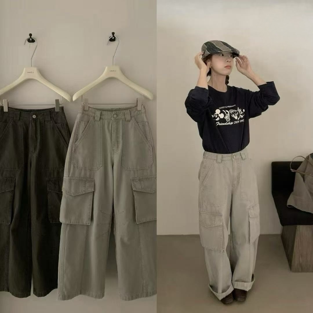 329 後鬆緊工裝寬褲