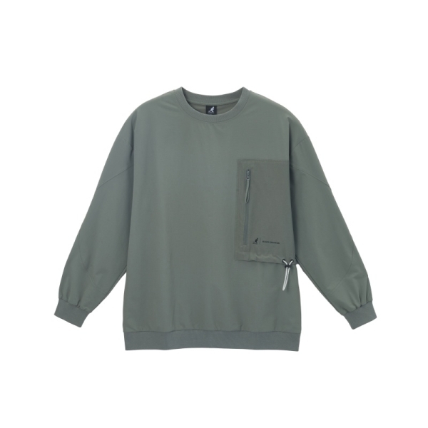 KANGOL 大學T 灰綠 工裝 口袋長袖 中性 6455100672