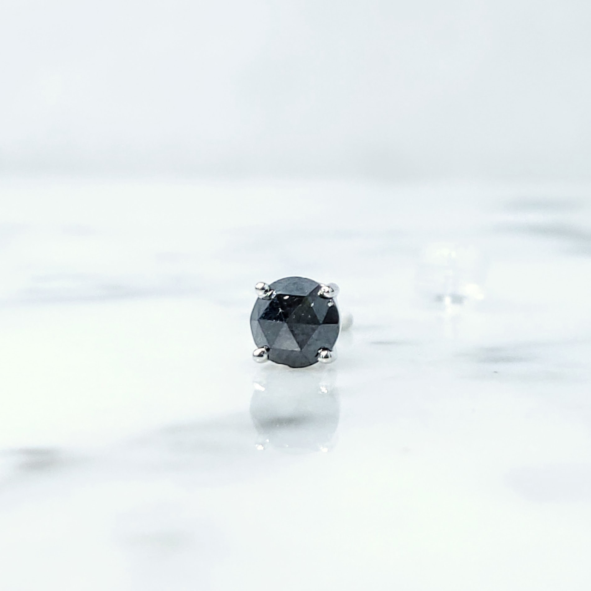 18K White Gold 0.77ct Fancy Black Diamond Single Earring