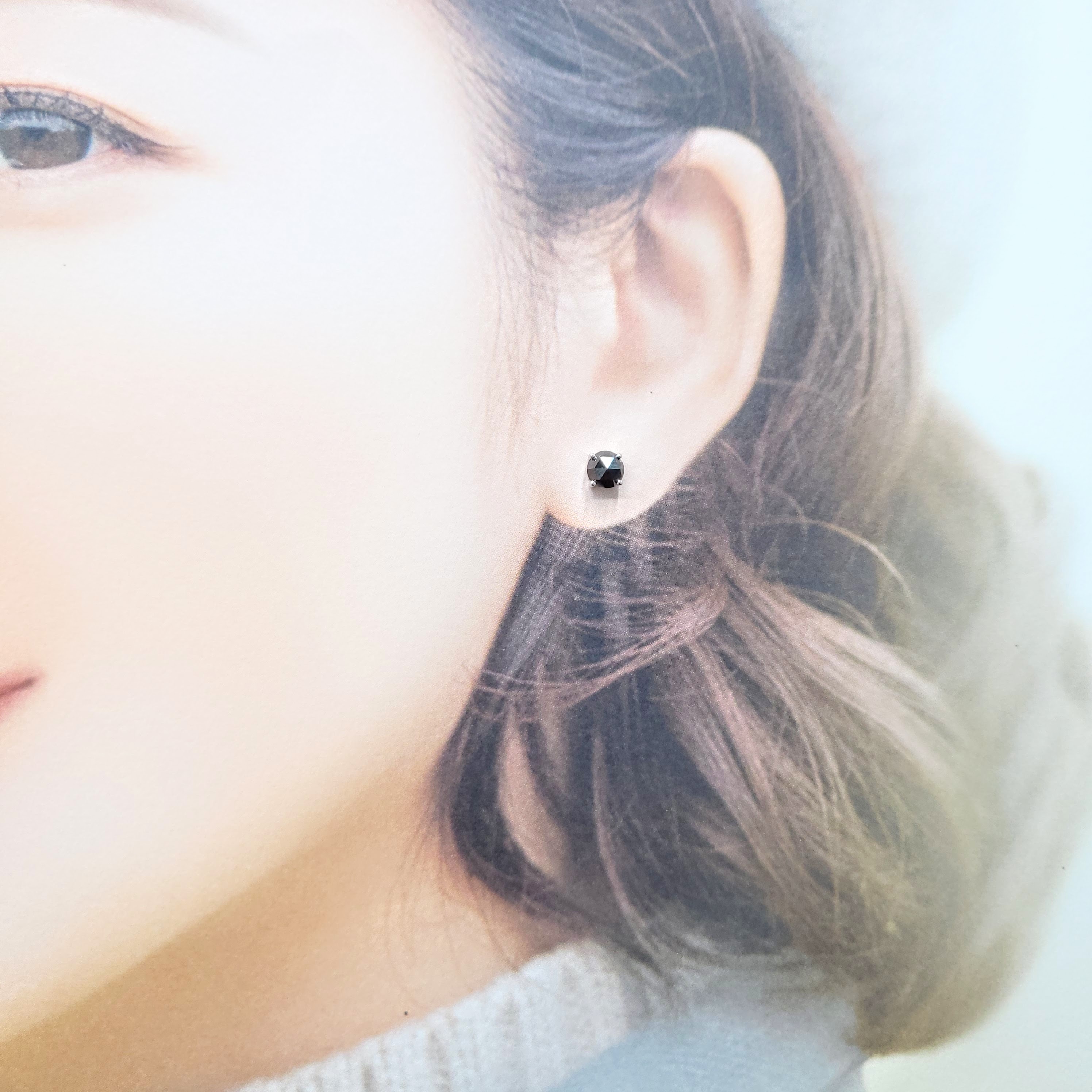 18K White Gold 0.77ct Fancy Black Diamond Single Earring