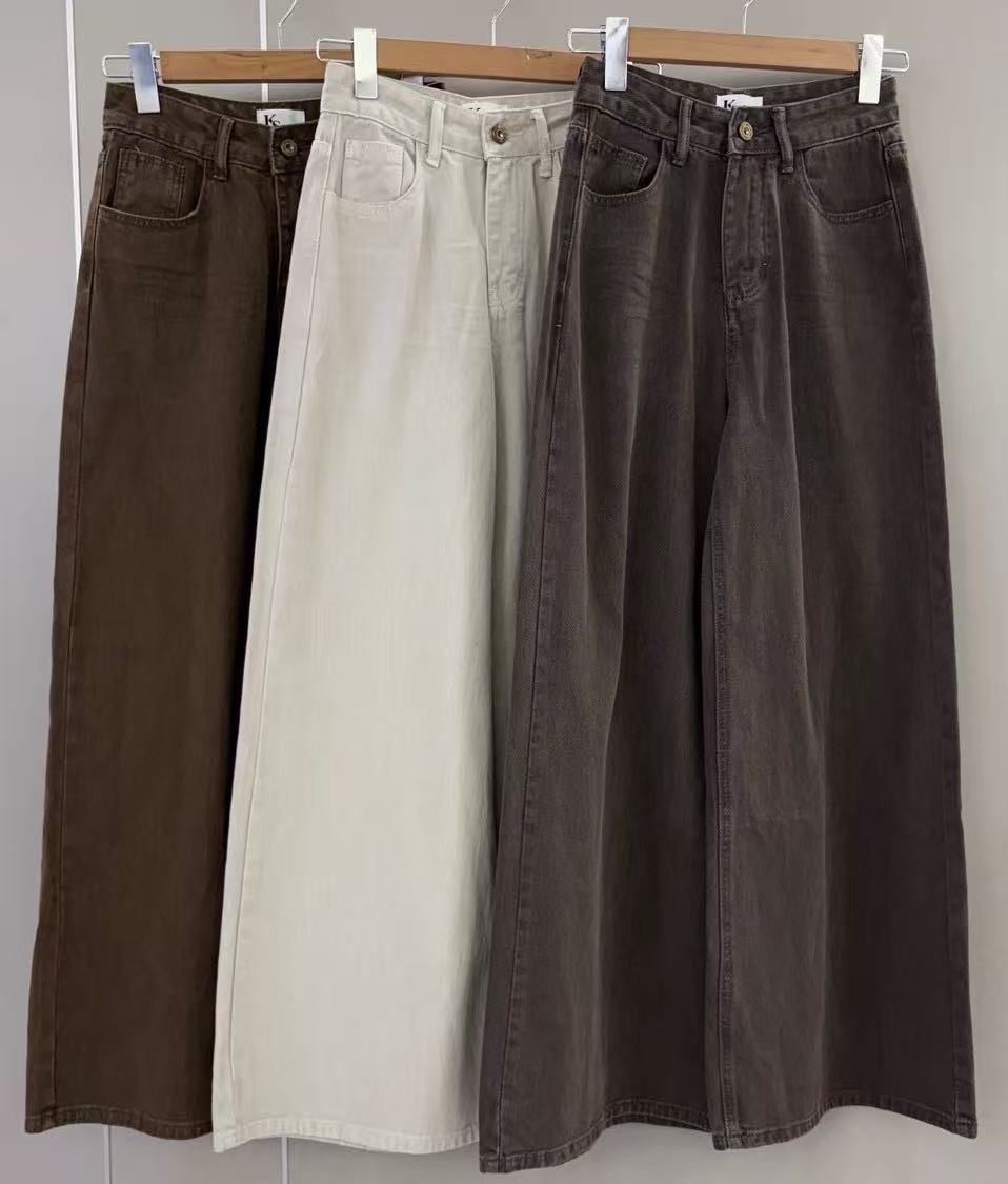 8175 秋色斜紋霧面水洗寬褲