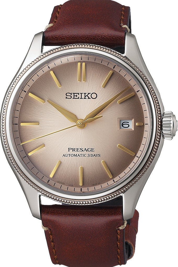 萬年鐘錶 - SEIKO Presage  金棕色調面盤機械皮革款男錶 SPB529J1 / 6R55-00R0J 錶徑40.2MM