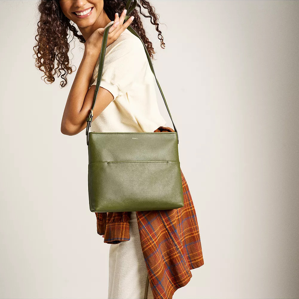 Phoebe 簡約真皮大斜背包(兩色可選)