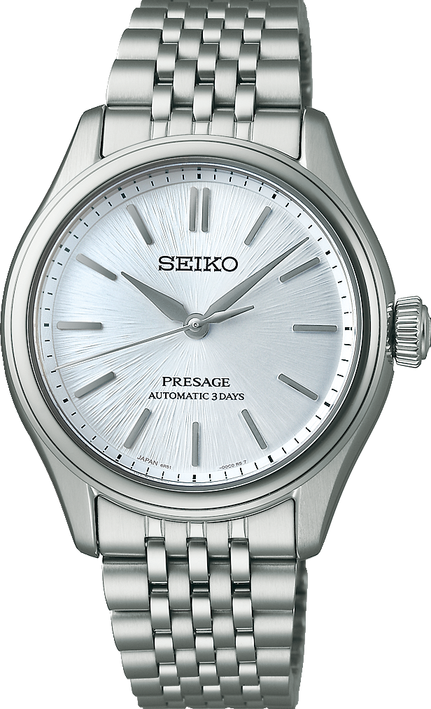 萬年鐘錶 - SEIKO Presage 江戶時代流行的淺靛藍染色面盤不鏽鋼機械女錶  SPB521J1 / 6R51-00D0B 錶徑36MM