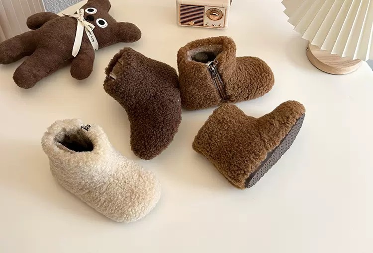 三色可愛加絨毛毛靴