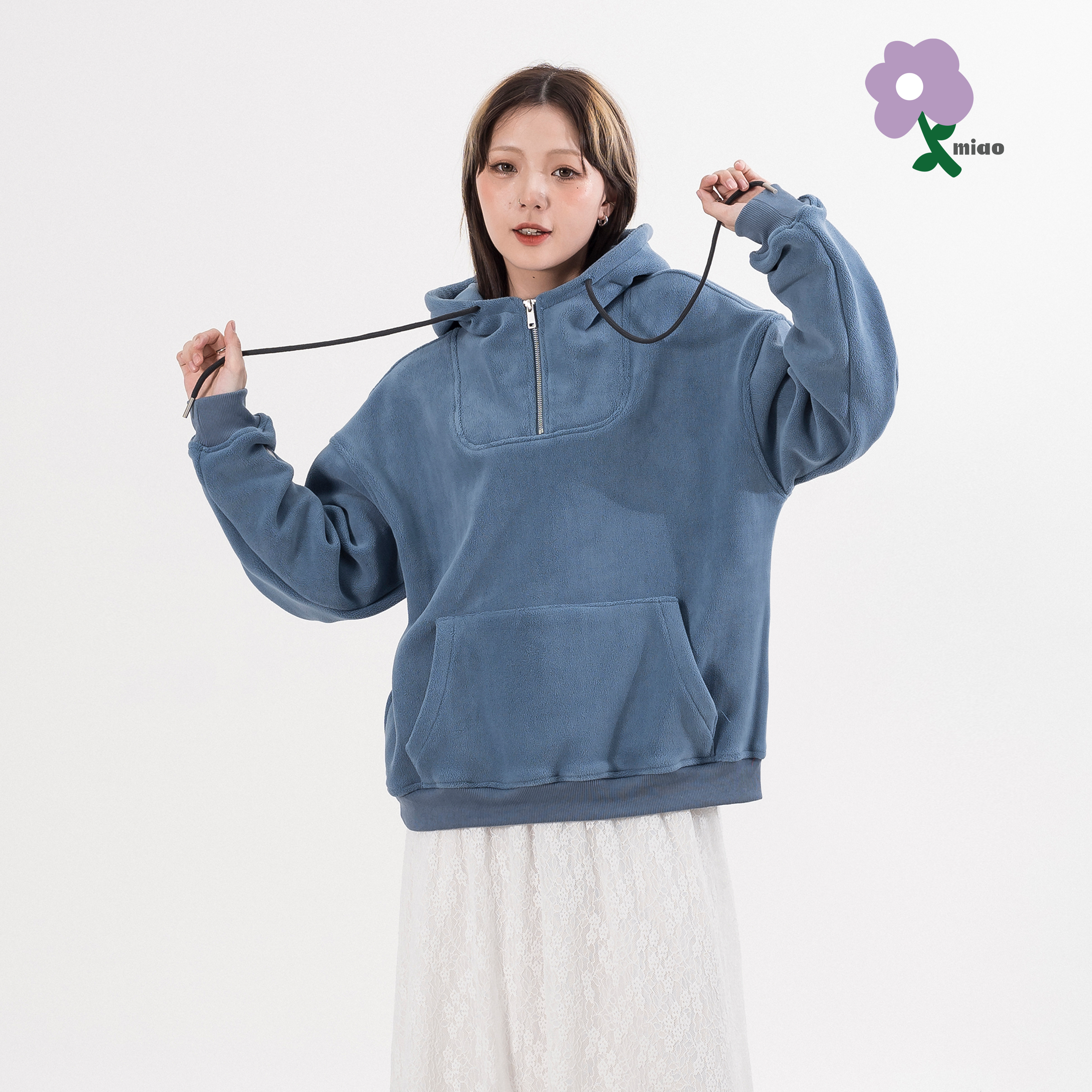 AGILITY MIAO Fleece Half Zip Hoodie 搖粒絨 拉鍊帽Tee [M-H1]
