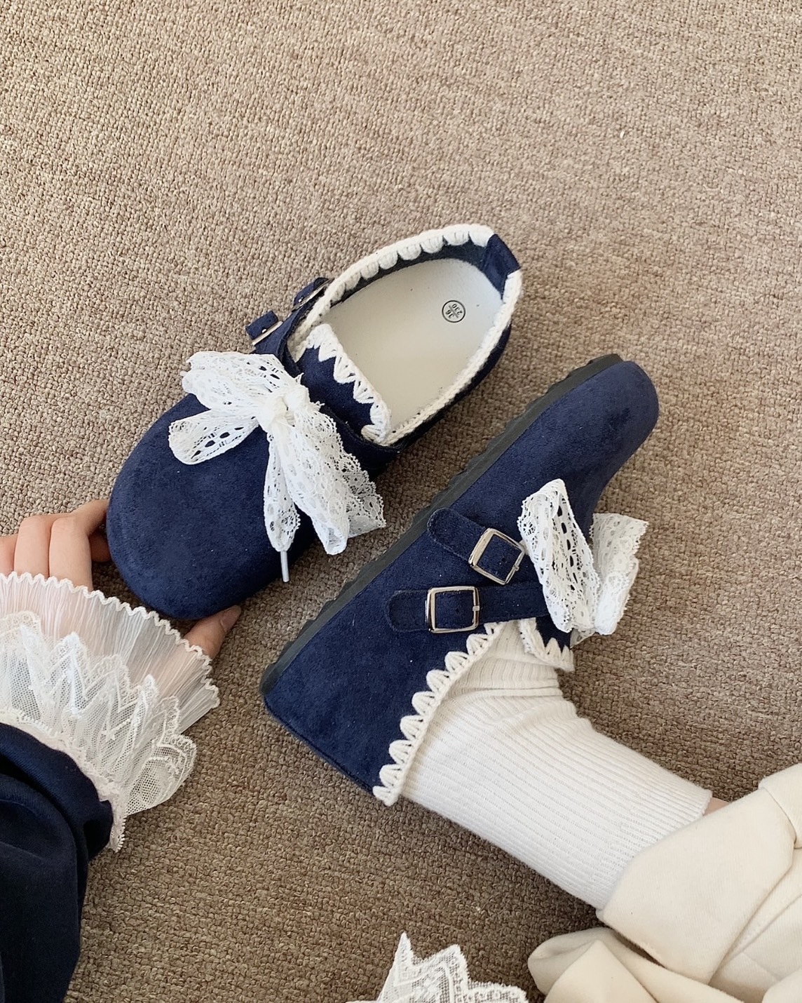 【現貨】OPDFA 可愛的你 甜美 蕾絲 全包 勃肯鞋 三色