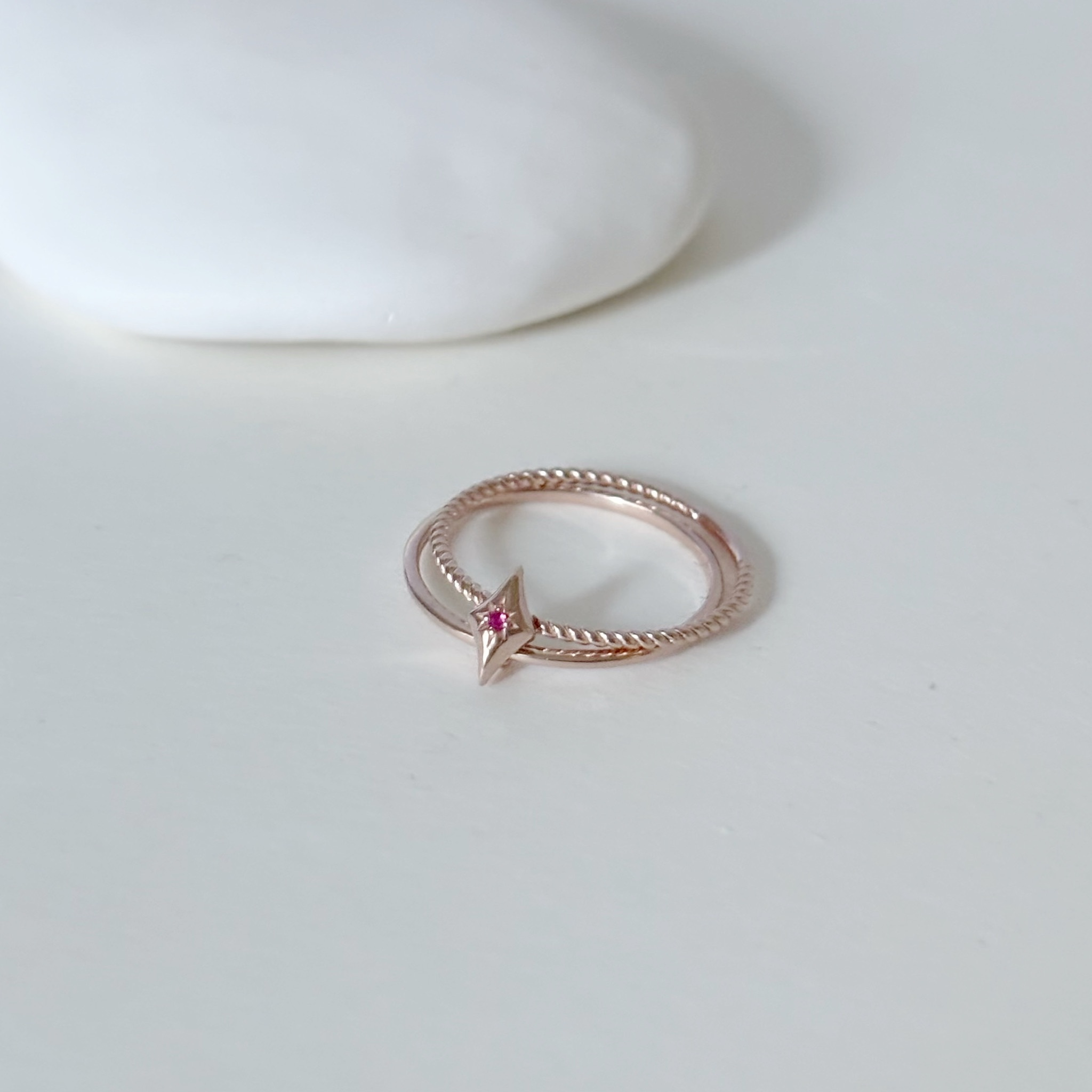 Aster紅寶石雙層link戒指