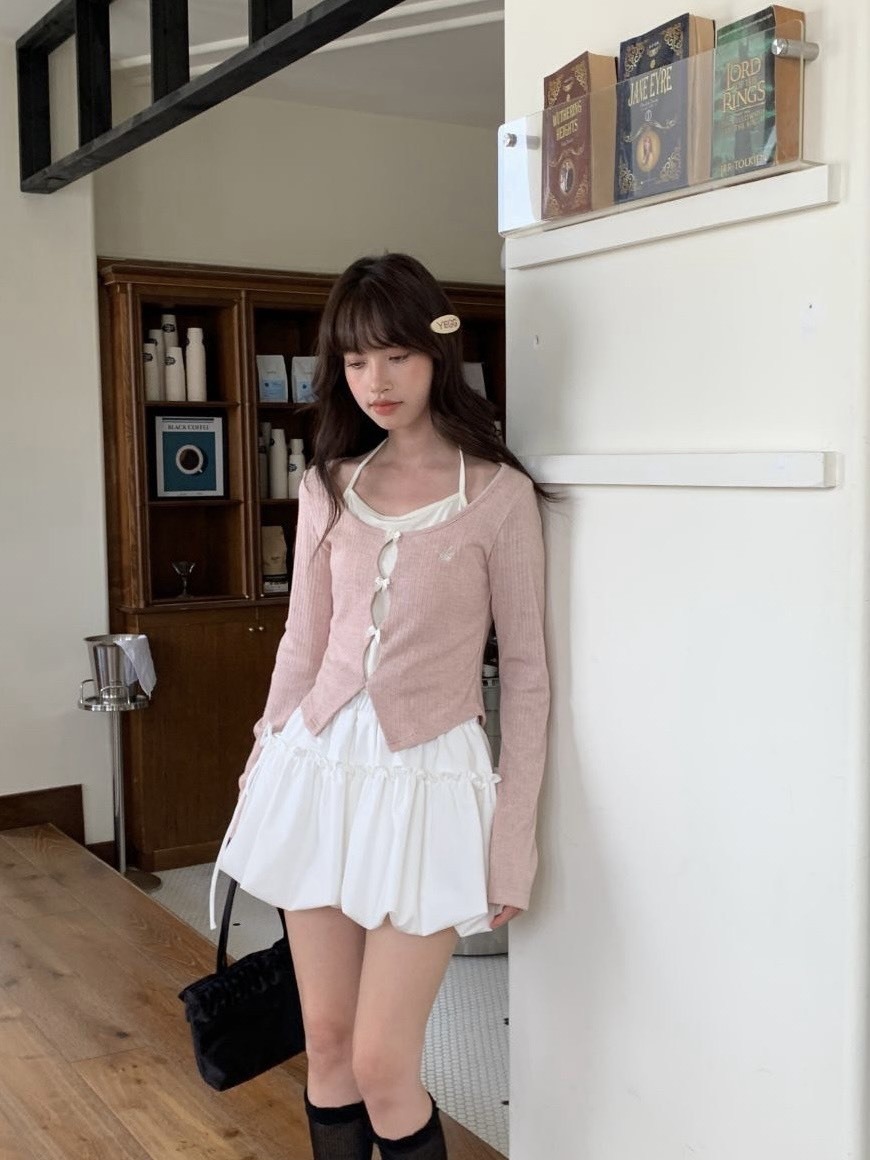 雙層蝴蝶結 假兩件長袖上衣