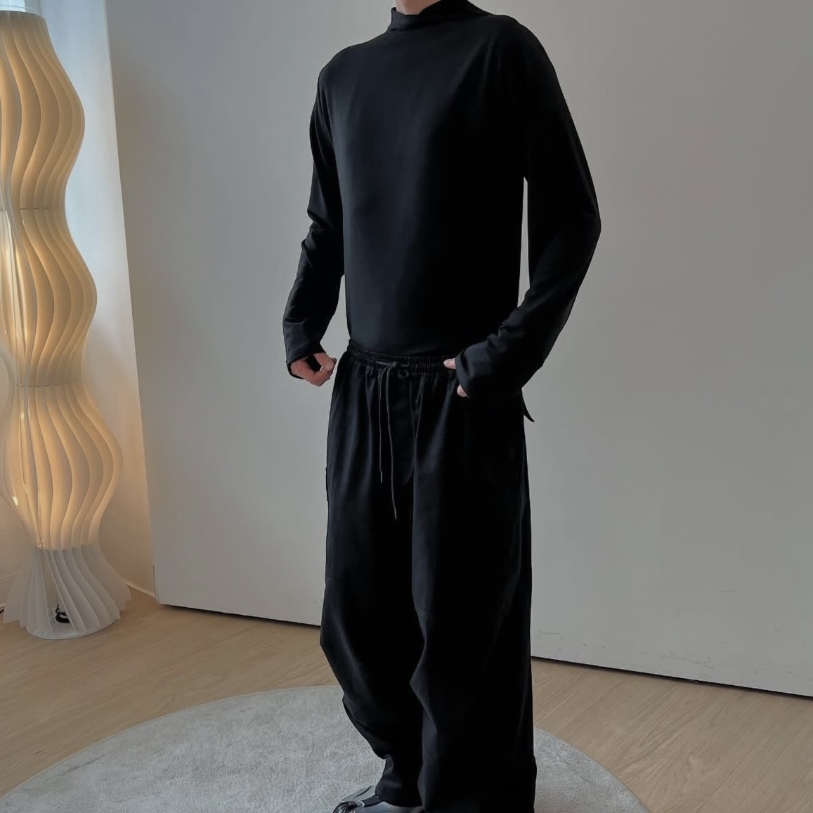 層次堆積 素面 高領 長袖上衣（部分現貨）