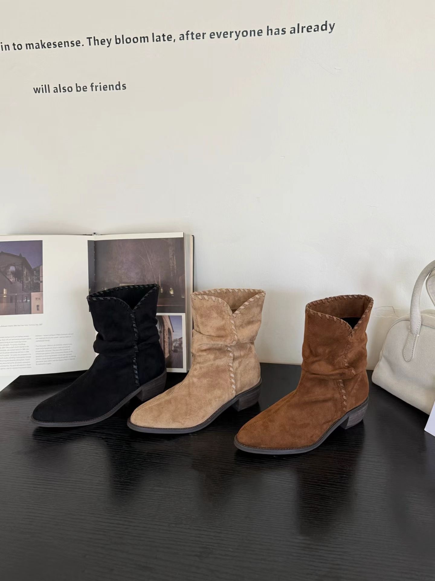 美拉德車線時髦短靴