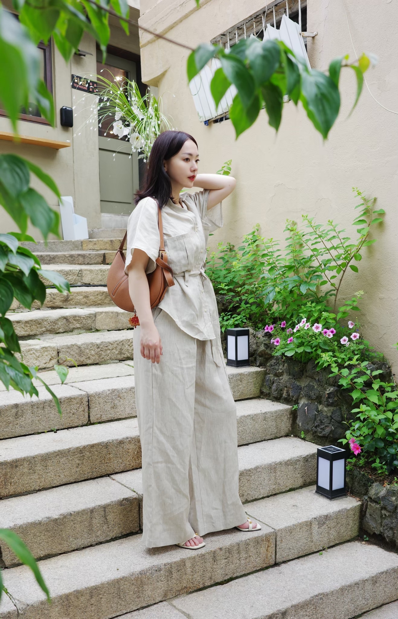 OH!HER 繫帶亞麻襯衫