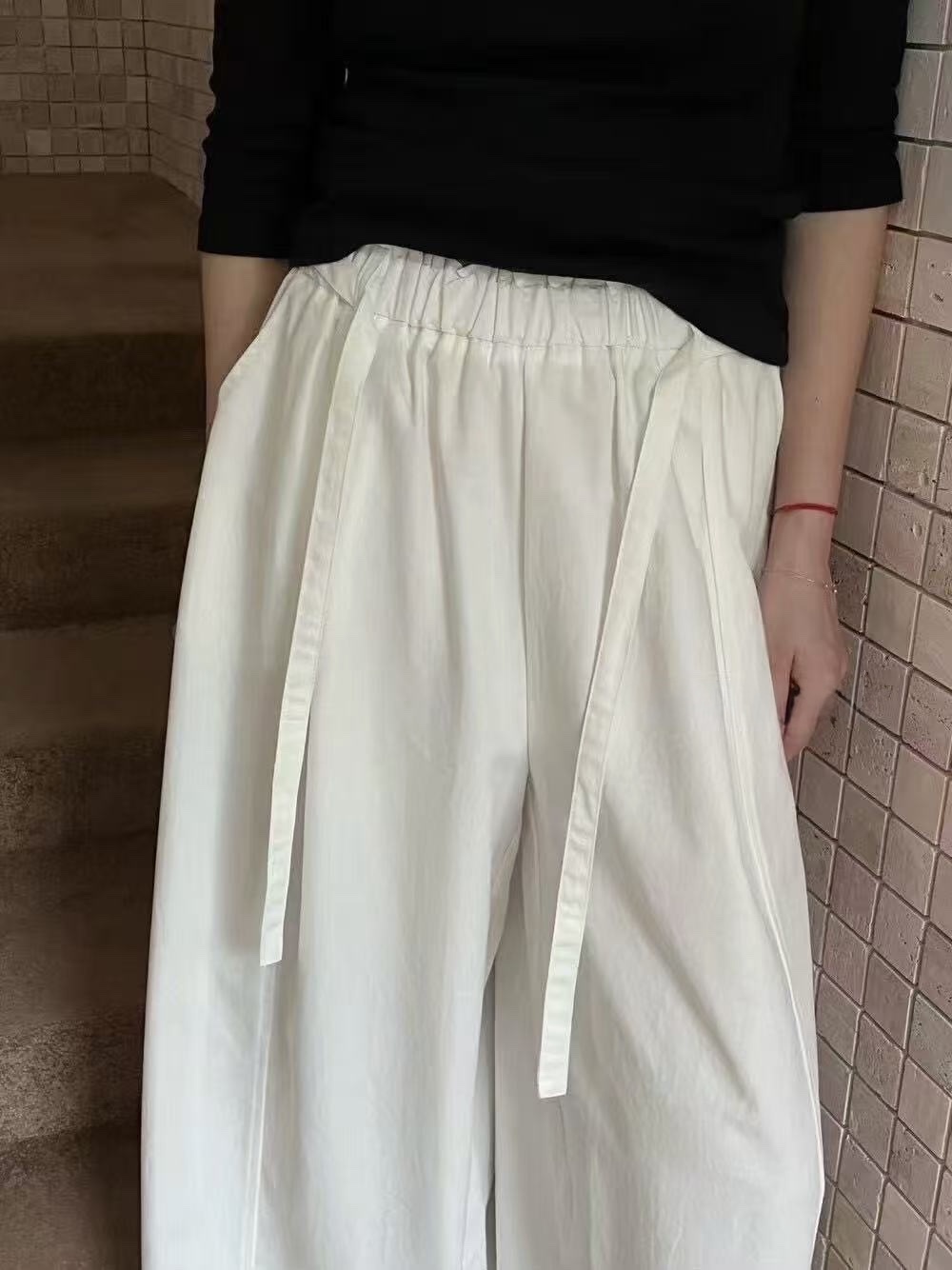 2569 洗水綿木耳腰寬褲