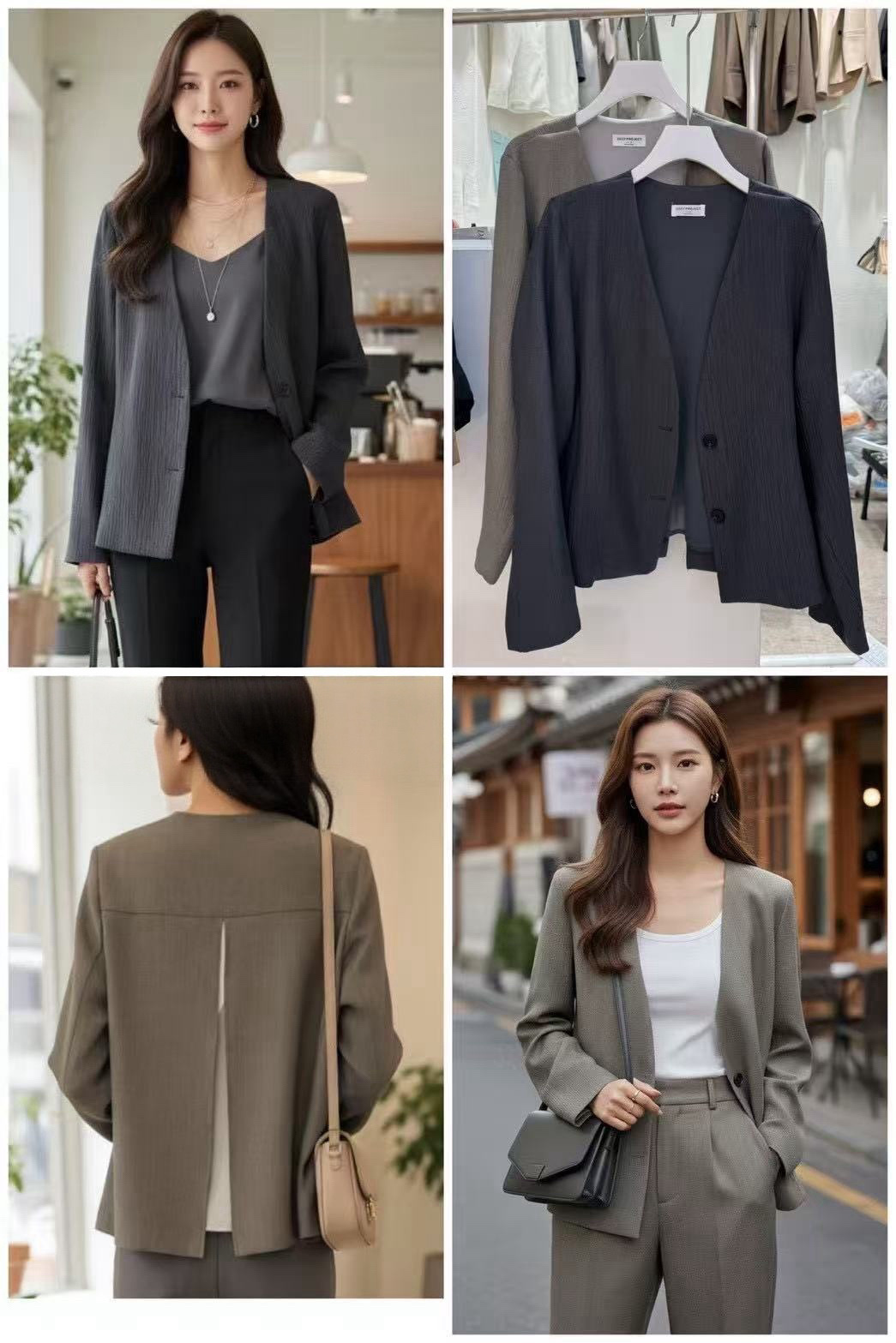 280 正韓樹枝紋軟布西裝外套