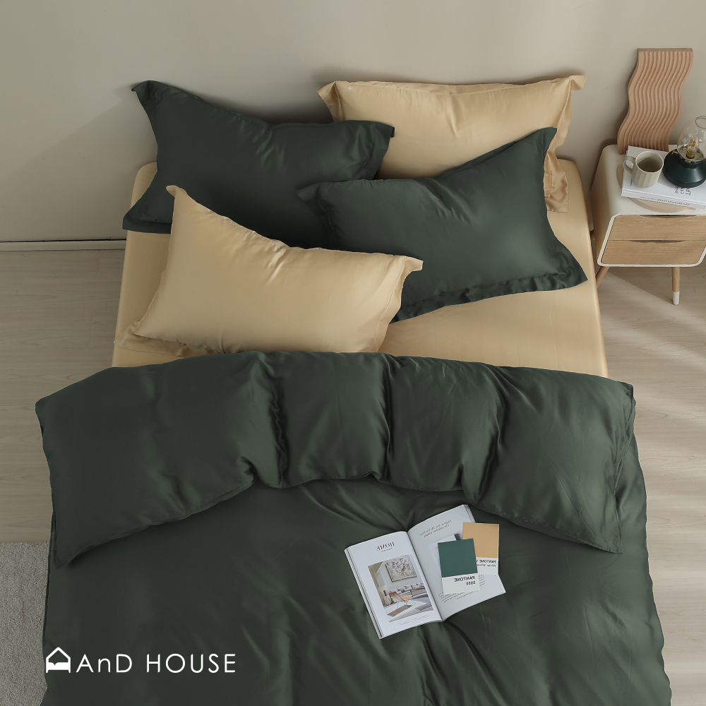 60支天絲｜100%萊賽爾｜雙色配｜香檳金ｘ冬搽綠