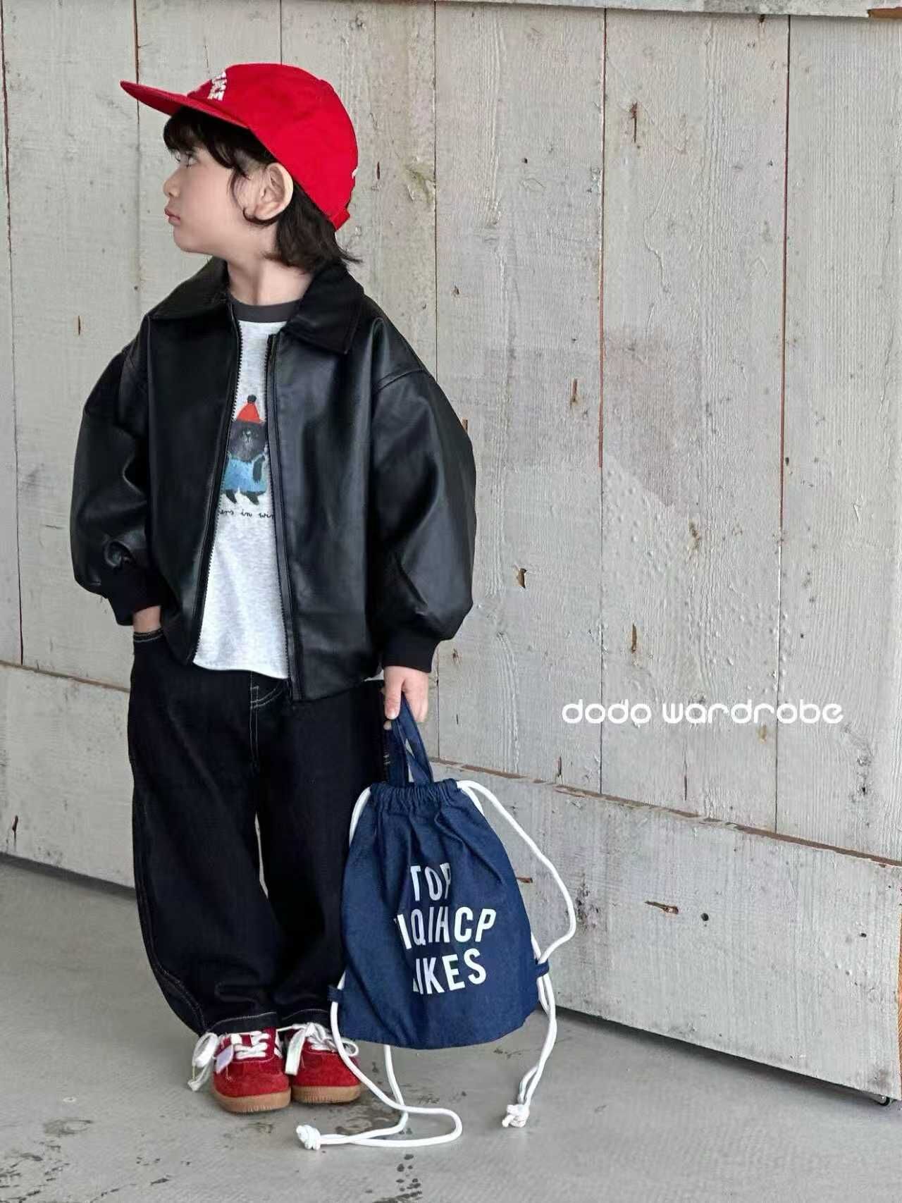 DDB10OW012BK 型格黑簡約仿皮外套