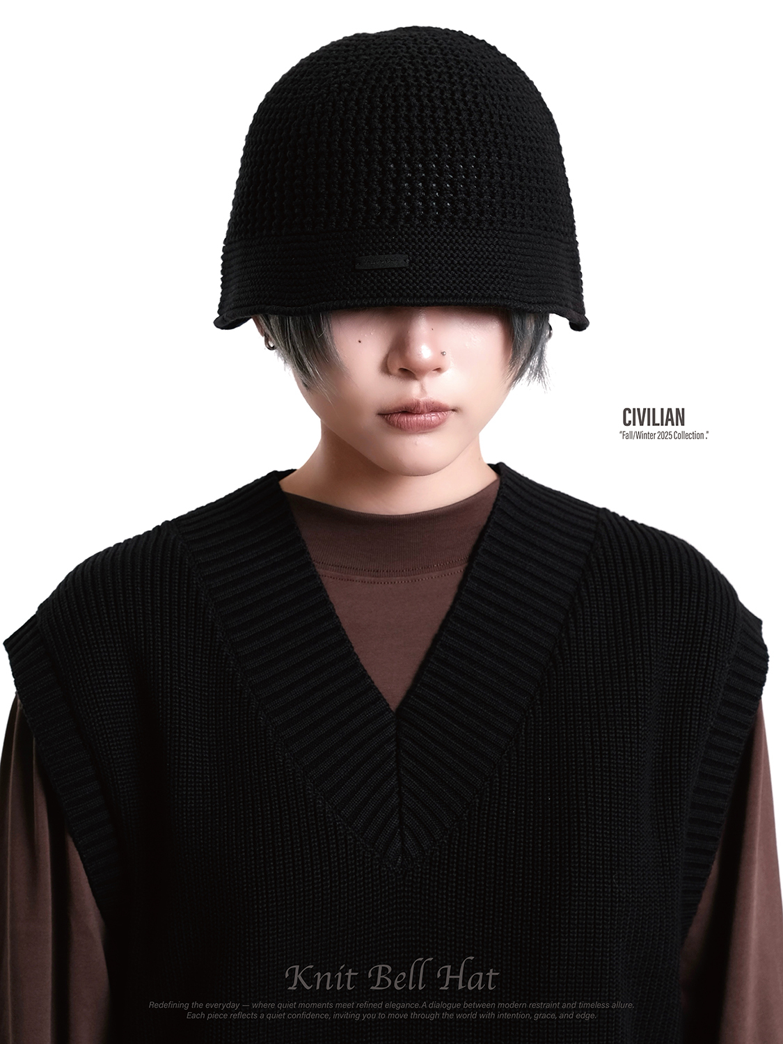 Nurari 針織毛帽 黑 25 A/W Civ. Knit bell hat