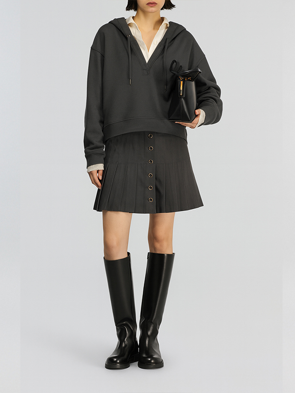 Semicouture  落肩連帽T恤(深灰)